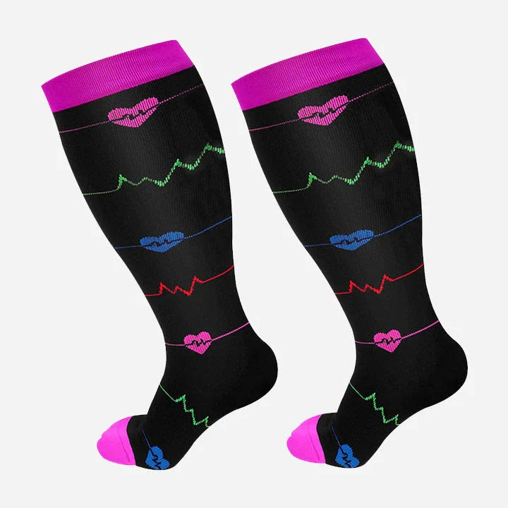 Plus-sized compression socks with bamboo fiber blend for breathability and comfort