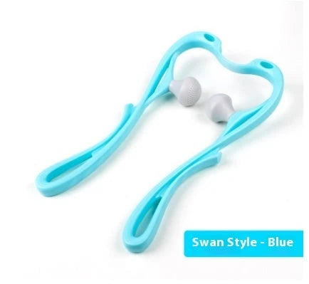 Ergonomic neck massager with six rolling balls for relieving muscle tension and soreness