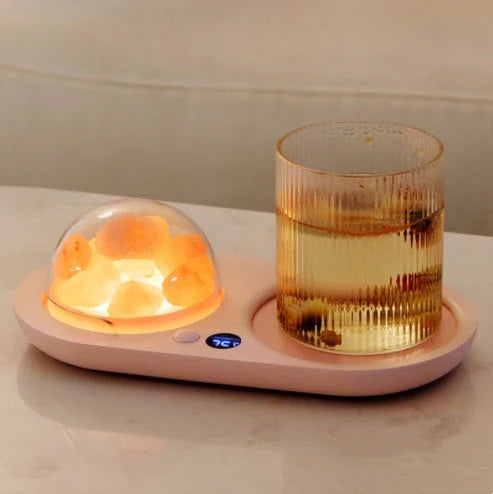 Cosy Hot Cup Warmer with PTC heating technology, temperature control, aroma diffuser, and night light features