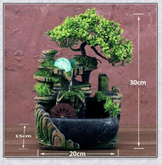 Premium polyresin indoor tabletop waterfall fountain with lifelike design and soothing cascading water sounds for relaxation and stress relief