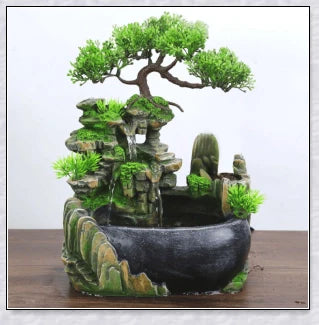 Premium polyresin indoor tabletop waterfall fountain with lifelike design and soothing cascading water sounds for relaxation and stress relief