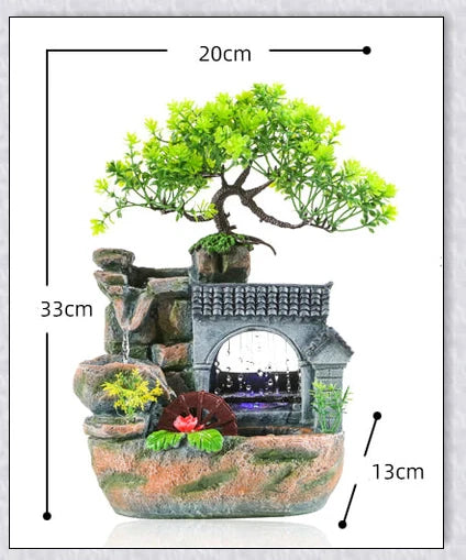 Premium polyresin indoor tabletop waterfall fountain with lifelike design and soothing cascading water sounds for relaxation and stress relief
