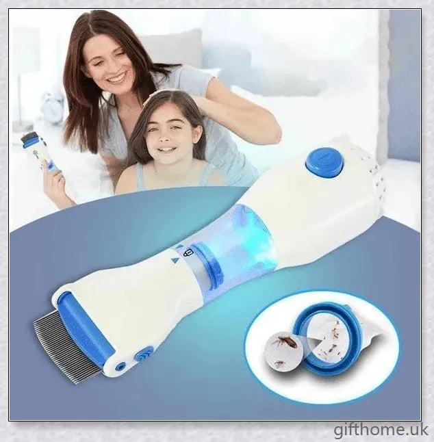 Blue electric head lice remover comb with adjustable combing angles and disposable capture filter