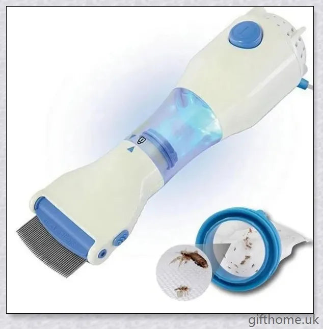 Blue electric head lice remover comb with adjustable combing angles and disposable capture filter