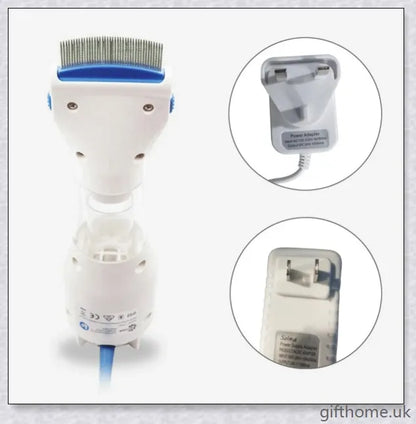 Blue electric head lice remover comb with adjustable combing angles and disposable capture filter