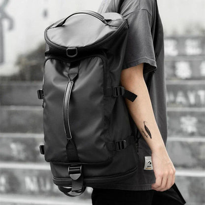 High-capacity travel backpack made from durable Oxford cloth with breathable, wear-resistant design and spacious 36-55 litre capacity