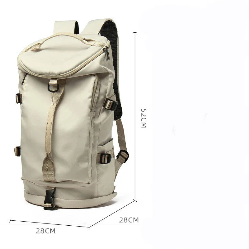 High-capacity travel backpack made from durable Oxford cloth with breathable, wear-resistant design and spacious 36-55 litre capacity