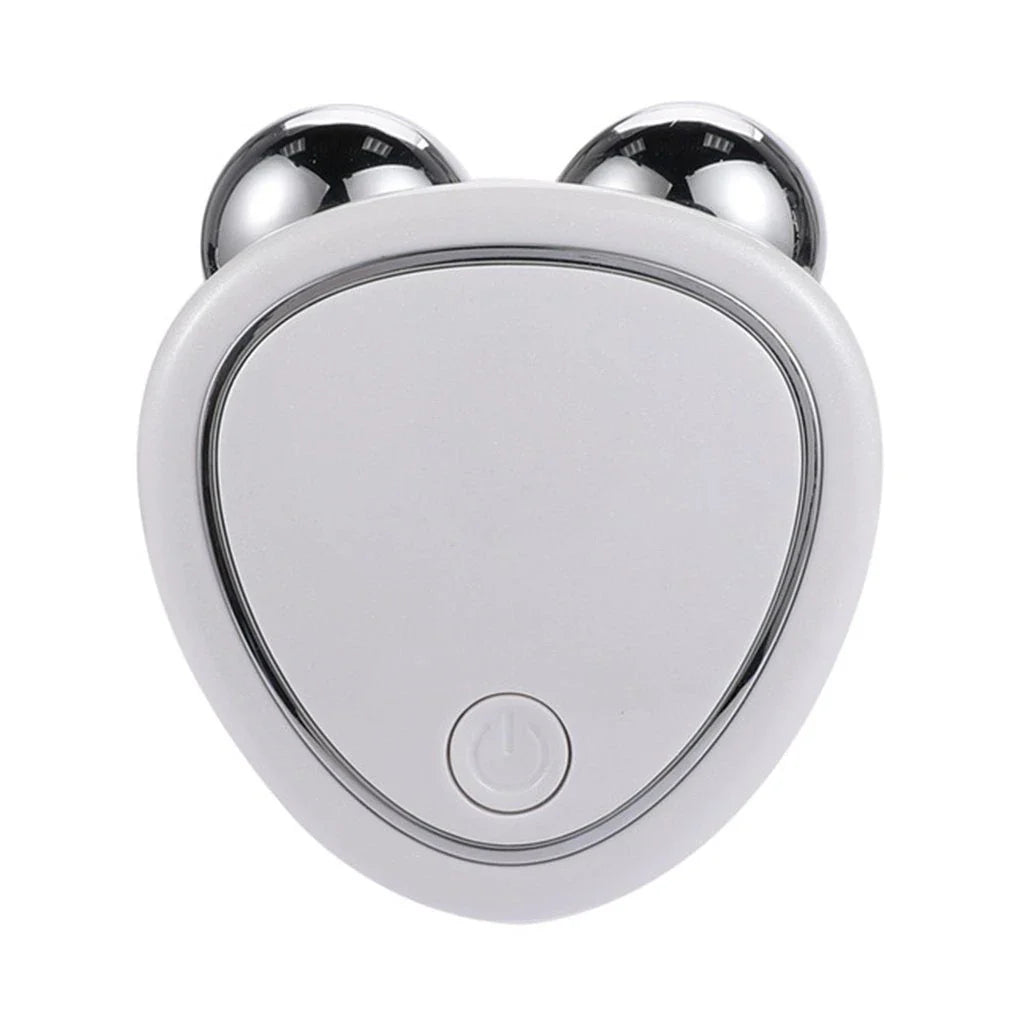 Portable facial micro-current beauty instrument with dual roller massager for lifting, firming, and reducing puffiness