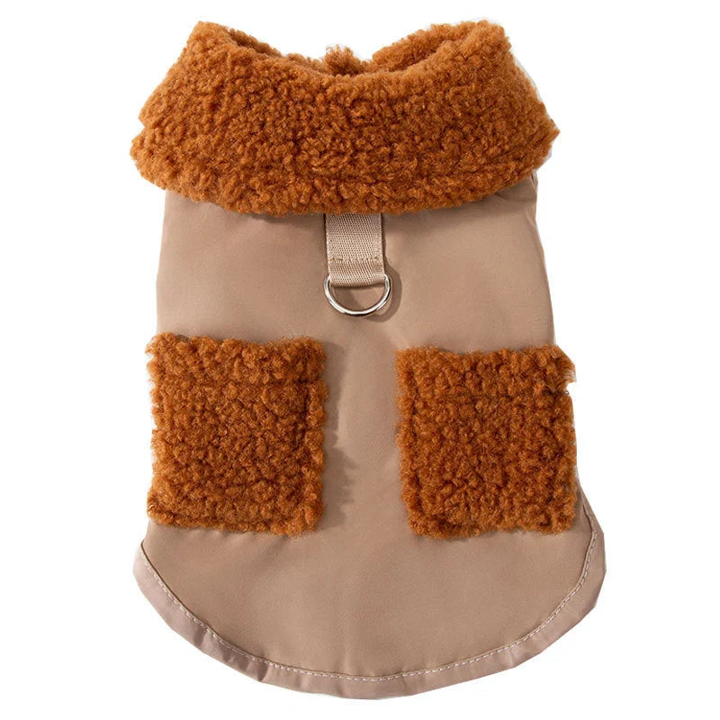 Korean style coffee sweater for small dogs and cats in beige and green