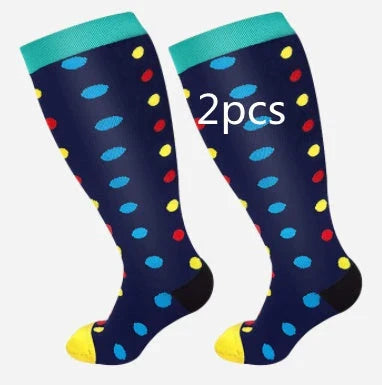 Plus-sized compression socks with bamboo fiber blend for breathability and comfort