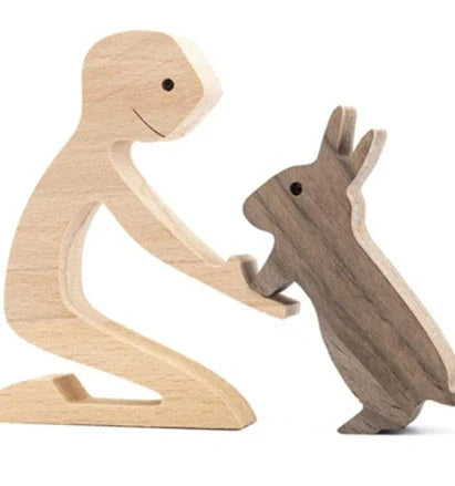 Nordic style wooden desktop ornament with animal design and polished finish