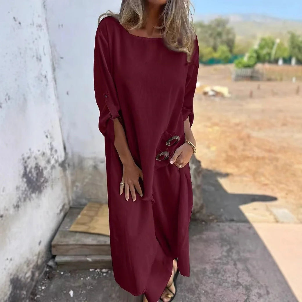 Women's loose irregular long suit set with geometric design and wide-leg trousers