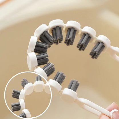 Bendable faucet cleaning brush with white PE/PP bristles for kitchen and bathroom use