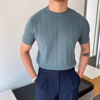 Men's lightweight knitted short sleeve T-shirt in various colours