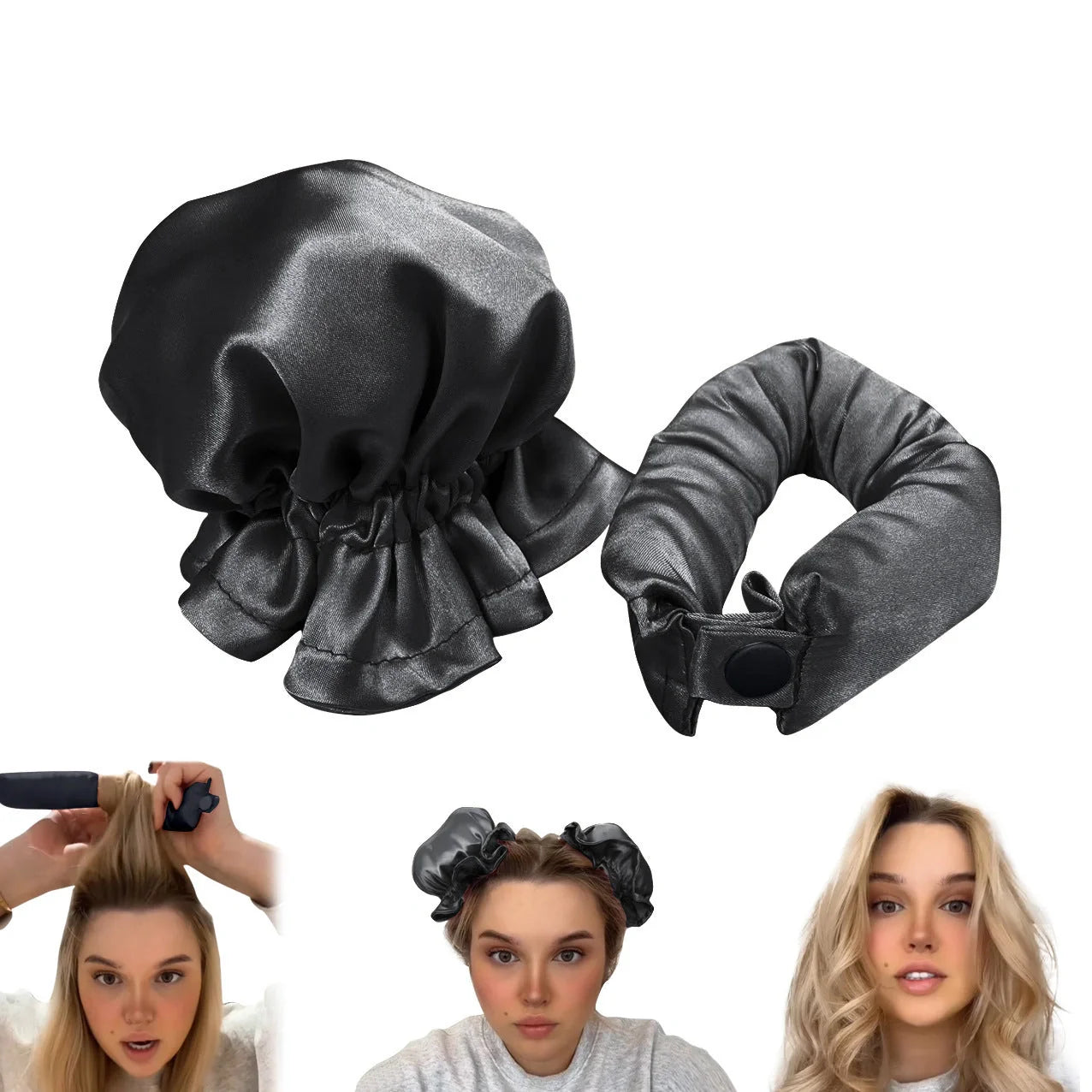 Heatless curl stick with cloth cover for safe overnight hair styling