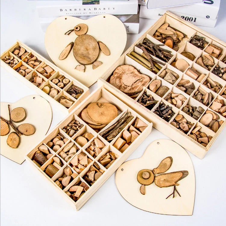 Handmade wooden blocks for children's creative play, natural pine wood, safe and educational