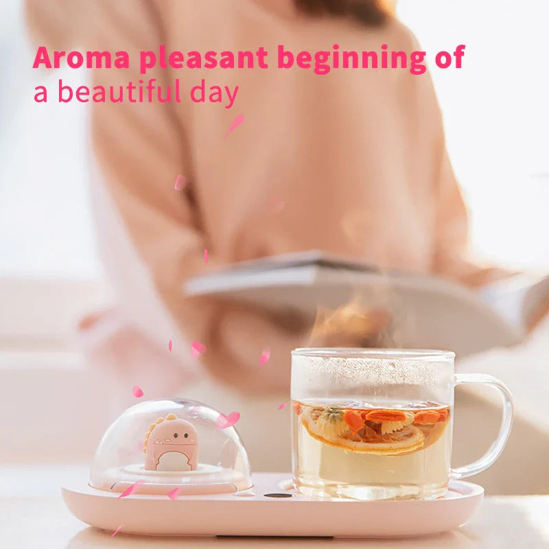 Cosy Hot Cup Warmer with PTC heating technology, temperature control, aroma diffuser, and night light features