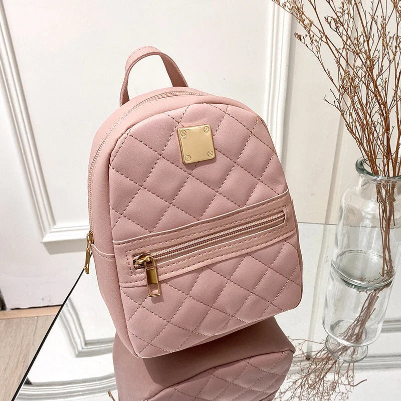 Personalised Women's Fashion Backpack in PU Material with Geometric Design
