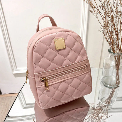 Personalised Women's Fashion Backpack in PU Material with Geometric Design