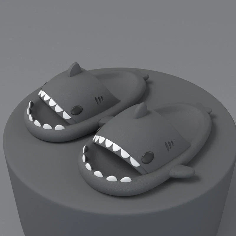 Cozy shark-themed slippers made of plush EVA material for indoor and outdoor wear with customized support