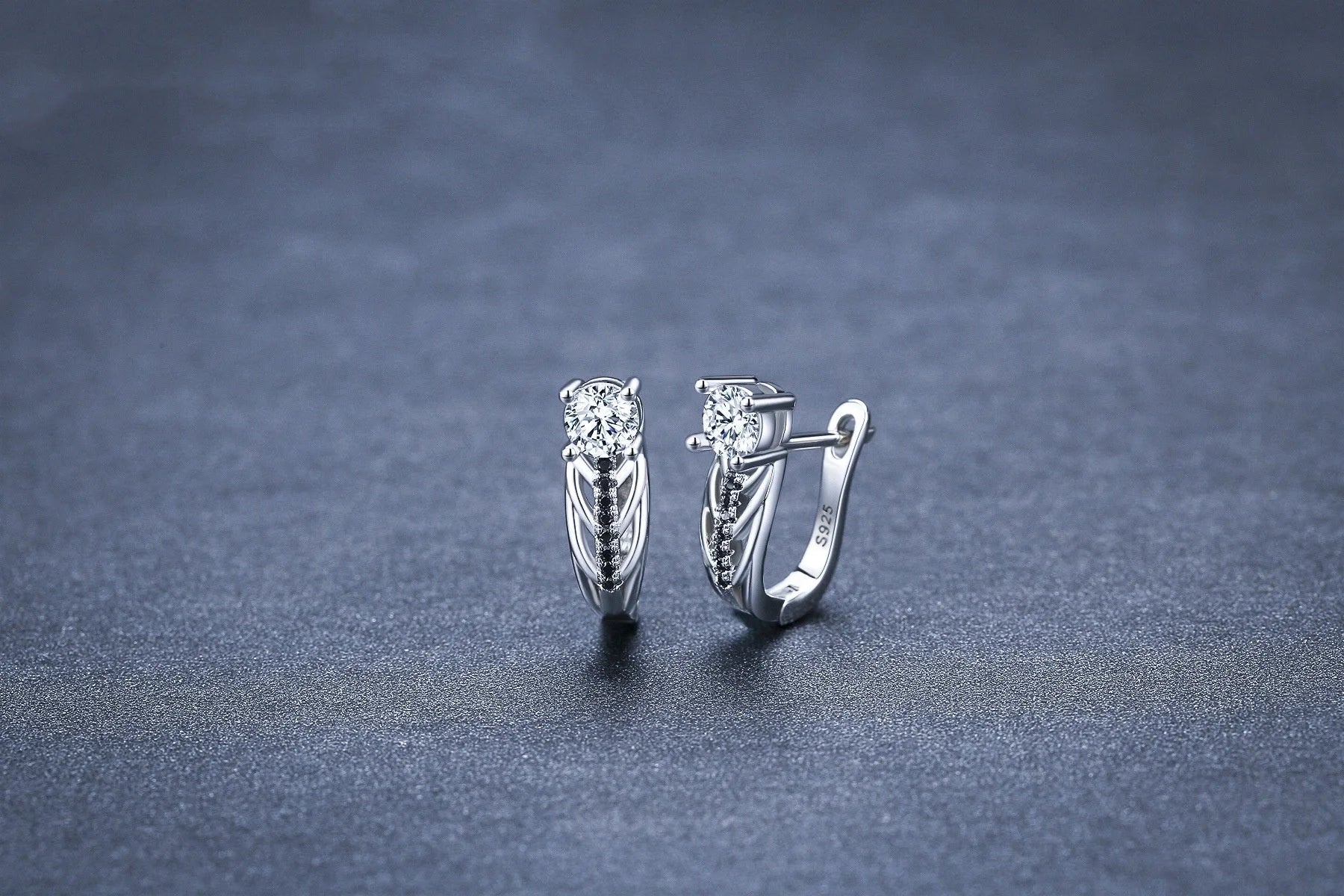 Elegant black hollow zircon copper plated earrings for women, perfect for any occasion.