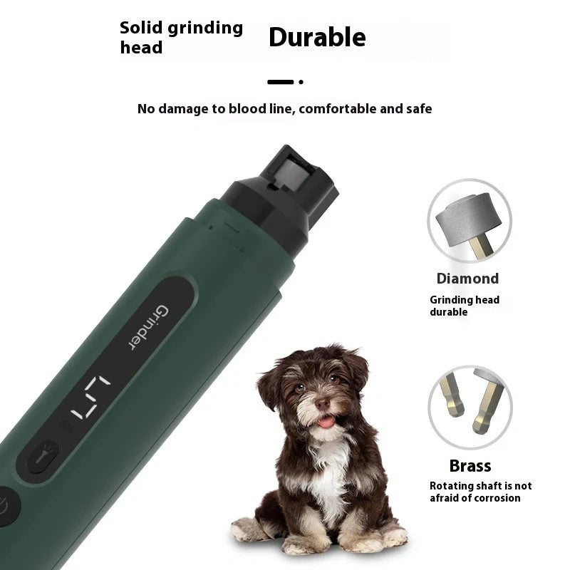 Rechargeable electric pet nail grinder with LED light and protective cap