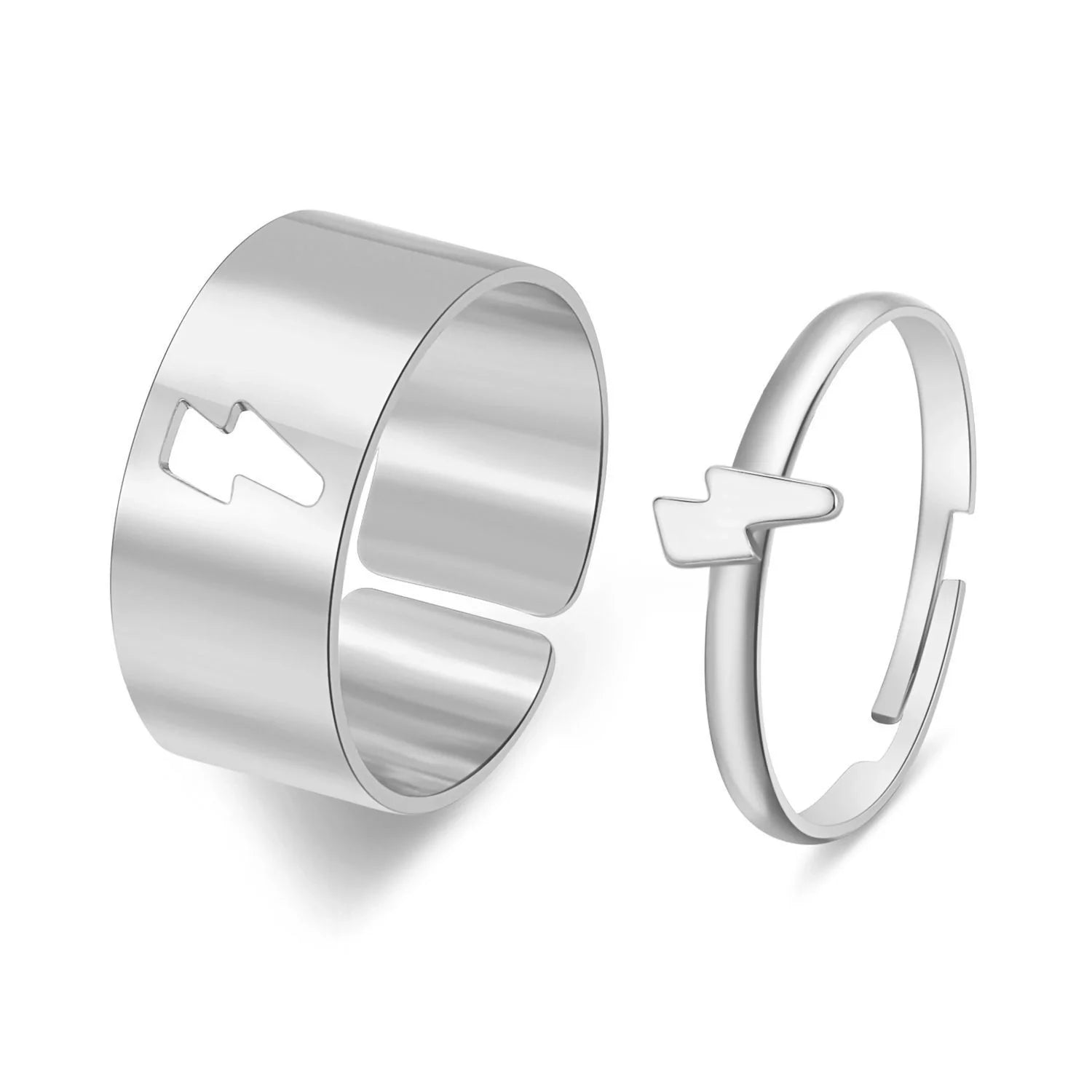 Punk style adjustable butterfly couple rings in gold and silver
