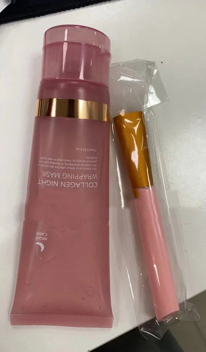 Rejuvenating collagen-infused night mask with innovative tear-off design and specialist application brush for visibly firmer, more hydrated and smoother skin
