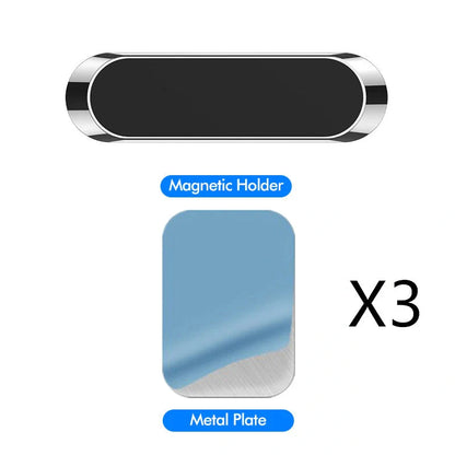 F6 Strip Plate Magnetic Car Phone Holder with steel spring frame in grey