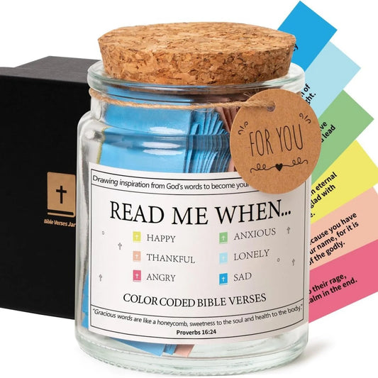 Bible Verses In A Jar with cartoon design, containing 90 verses for daily inspiration
