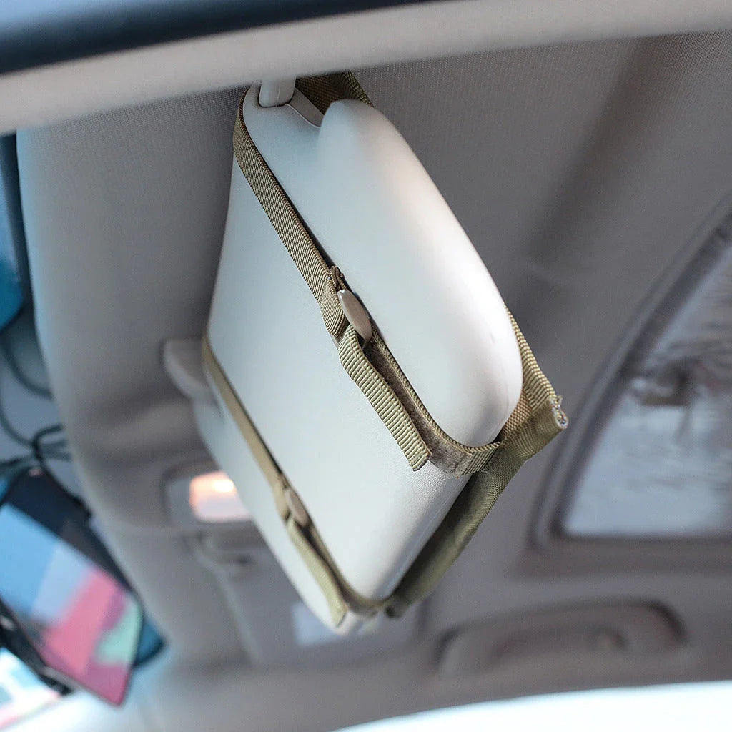 Tactical Visor Organiser with MOLLE-compatible design, made of durable 800D nylon for UK drivers