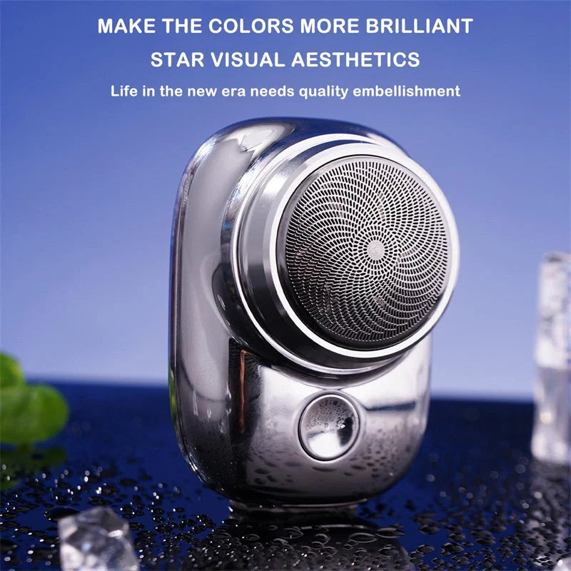 Mini Portable USB Rechargeable Electric Shaver for Men in black, blue, green, and silver