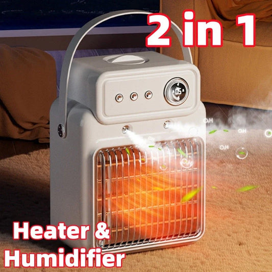 Powerful 1200W 2-in-1 Humidifying Space Heater with Efficient PTC Heating and Integrated Humidifier for Cozy Comfort