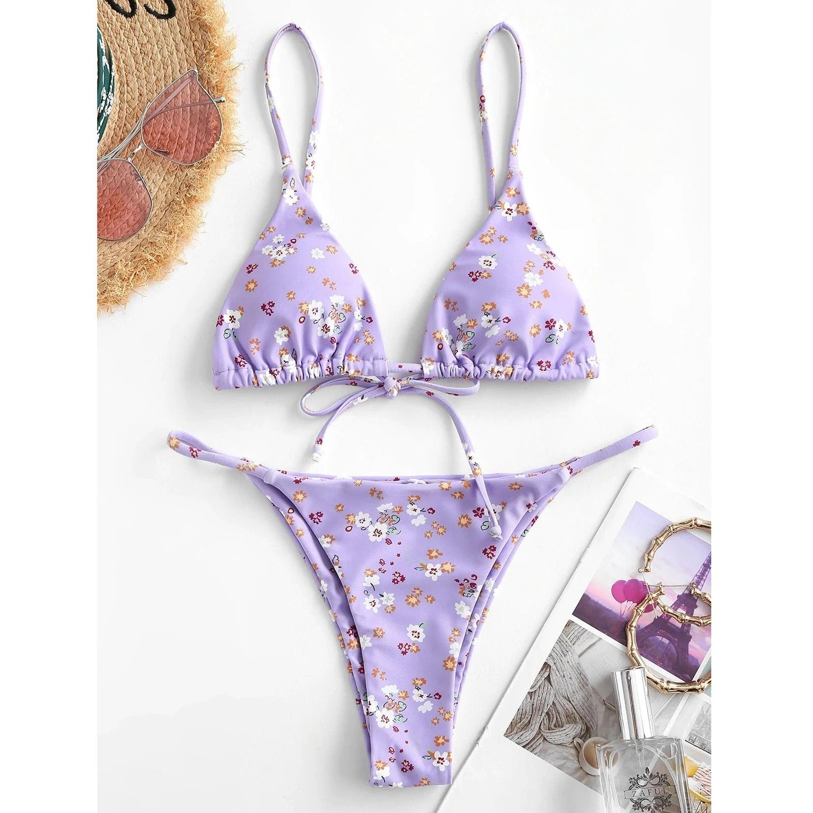 Women's floral print push-up bikini for summer beach wear