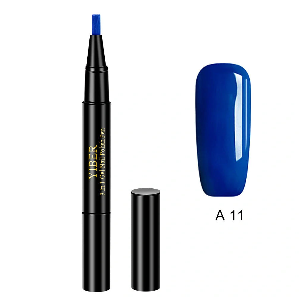 3-in-1 Gel Nail Varnish Pen with Glitter for easy one-step nail art