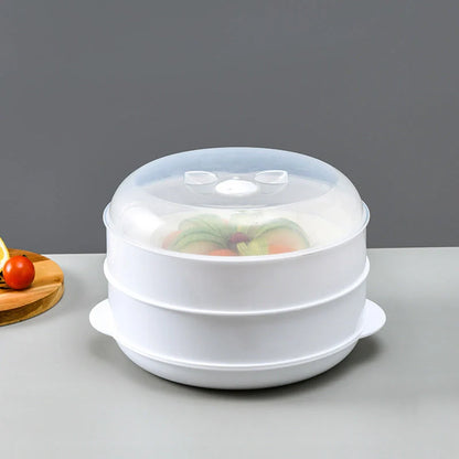 Microwave Steamer Box in white with options for 1, 2, or 3 layers