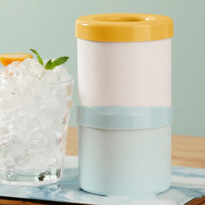 Portable 2-in-1 ice bucket mold with lid for efficient ice making and serving