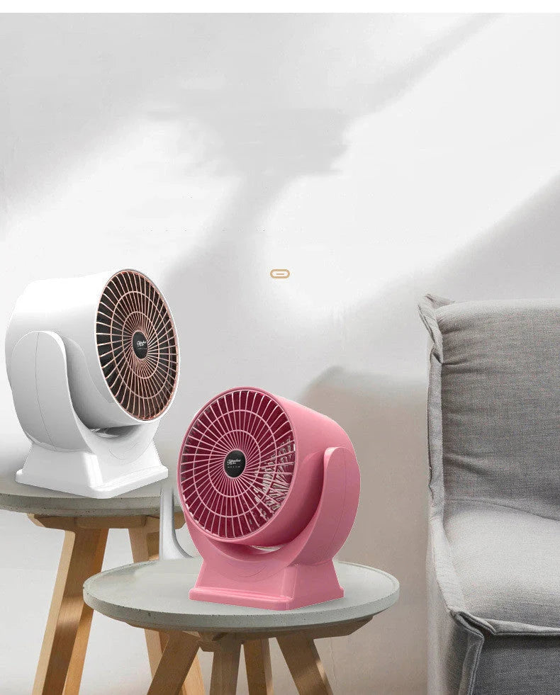 Desktop Mini Mute Household Heater in white and red, compact size for small spaces