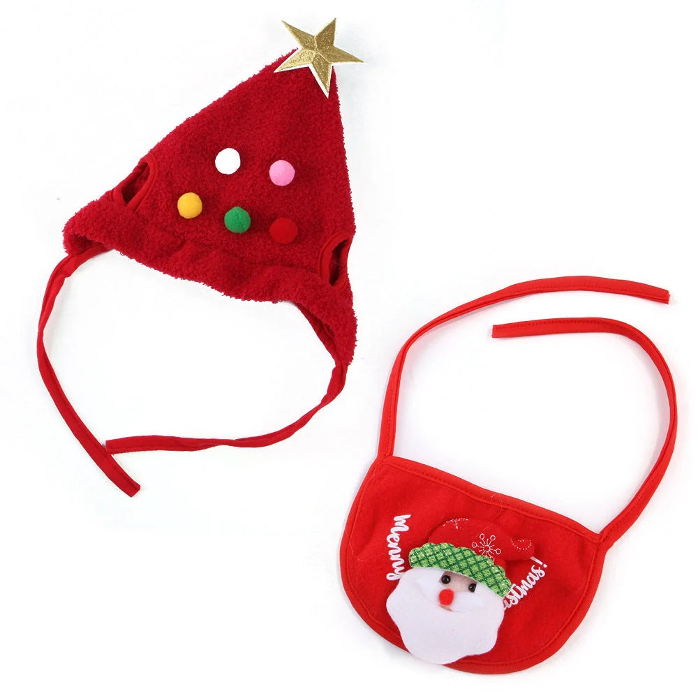 Christmas pet costume in velvet with antlers and bib for winter warmth