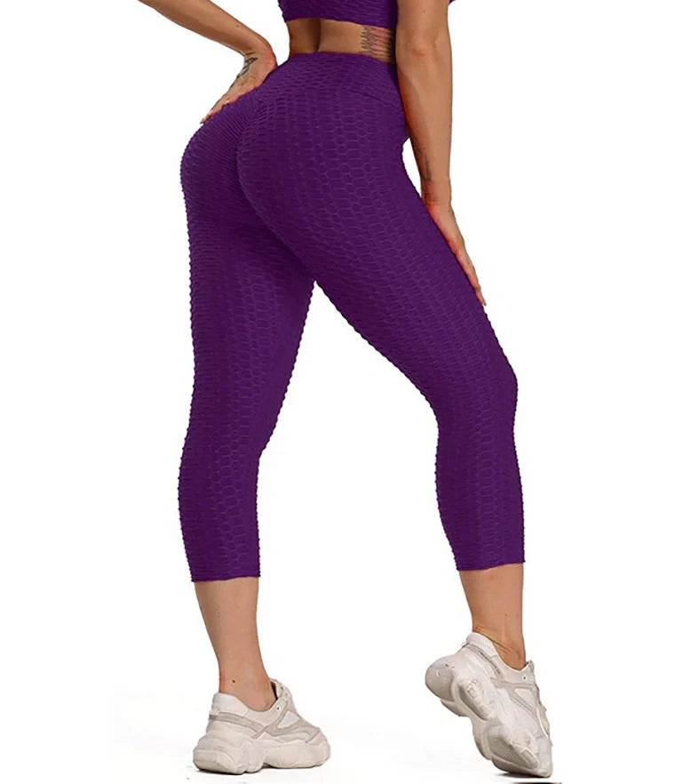 Women's high-waisted yoga pants with butt lifting design in various colours