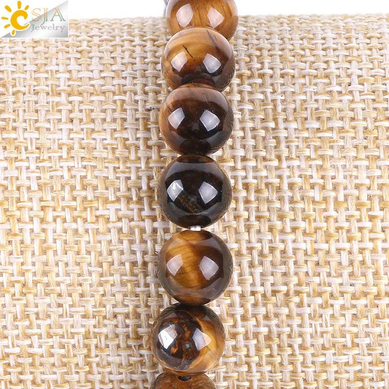Tree of Life Natural Tiger's Eye Stone Bracelet with ancient silver plating
