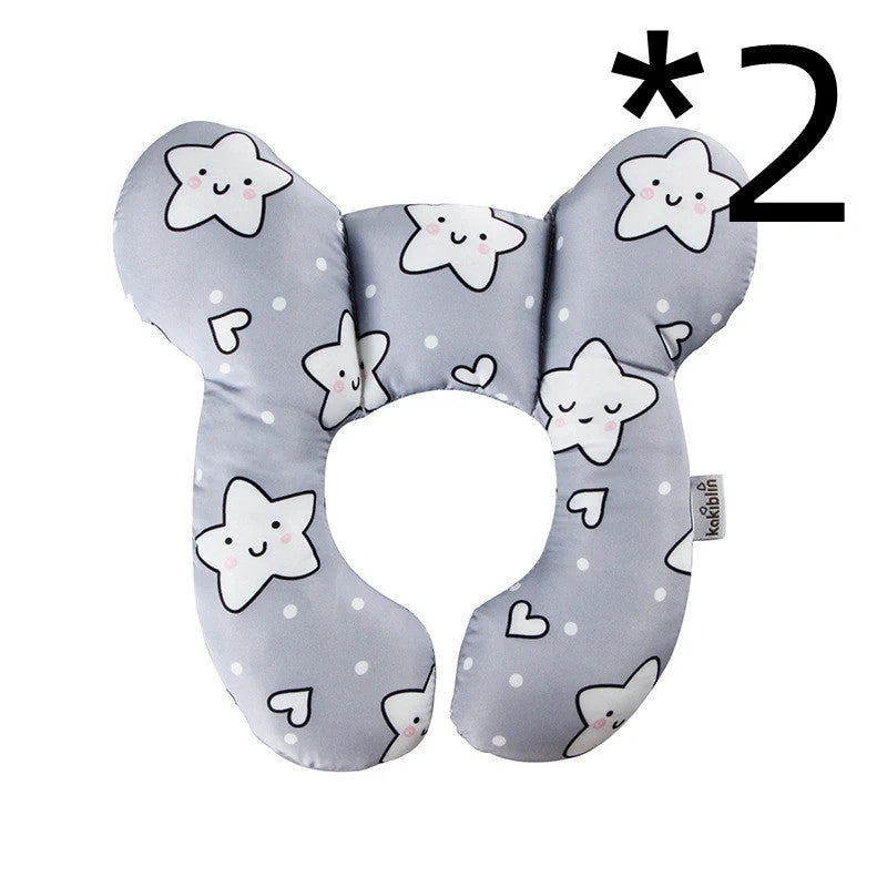 U-shaped baby head support pillow in pure cotton for car safety seats