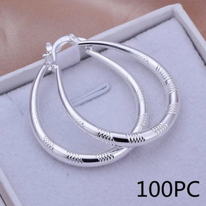 Stylish silver hoop earrings with a unique blend of European and American design, crafted from premium copper and 925 sterling silver plating