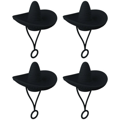 Premium straw covers in charming cowboy hat design, made of food-grade silicone for durable and reusable protection of your drinks