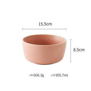 Pure Colour Matte Ceramic Plate Set with sesame point glaze in pink, grey, white, and blue