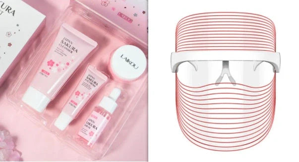 7 Colour LED Mask for skin rejuvenation with red, blue, and yellow light therapy options