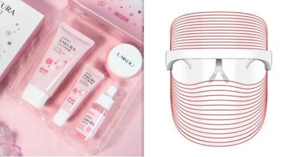 7 Colour LED Mask for skin rejuvenation with red, blue, and yellow light therapy options