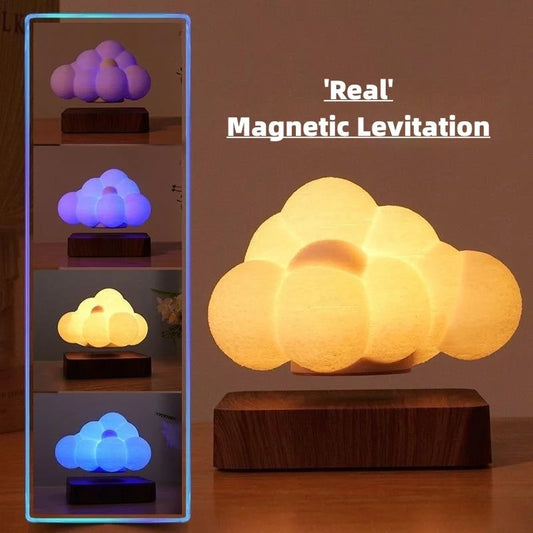 Magnetic Levitation Cloud Lamp with 3D-printed design floating above base