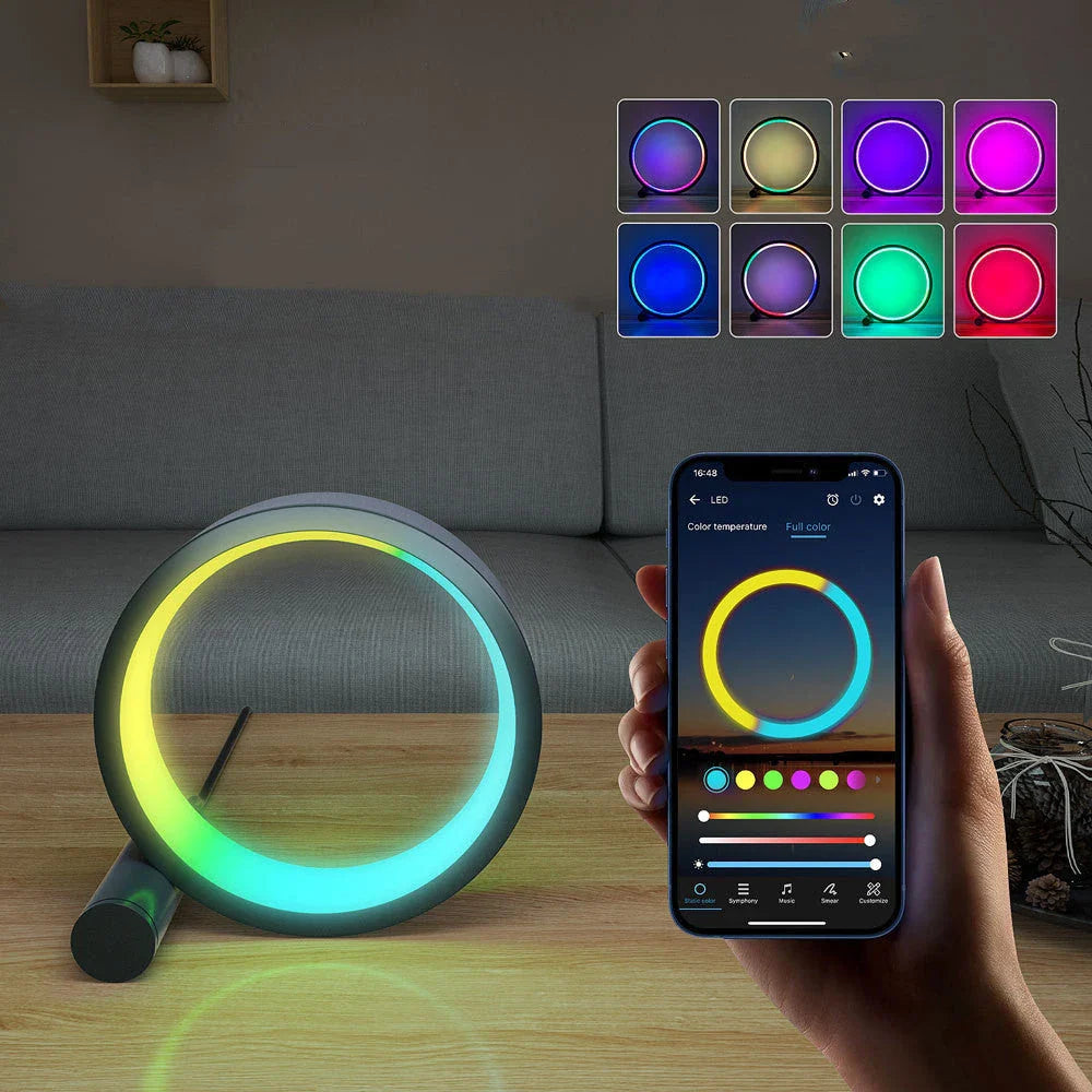 Customizable smart LED night light with music-syncing capabilities and a wide range of RGB color options for mood lighting
