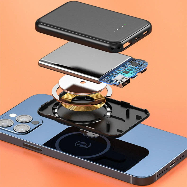 Mini Fast Charging Magnetic Wireless Power Bank in various colors